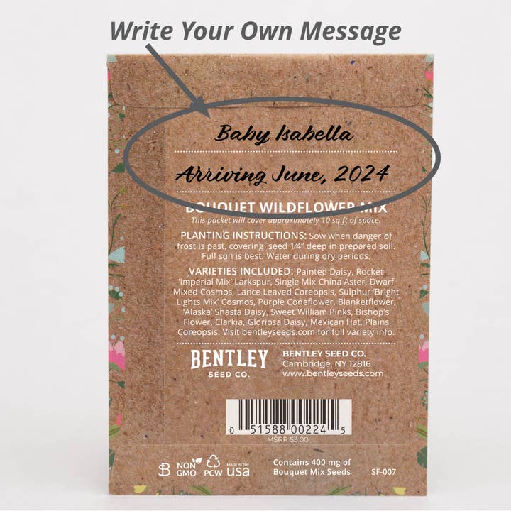 Bentley Seed Co. - Wholesale Plant Seeds - Oh Baby Baby Shower Brown - Bouquet Wildflower Seed Packets