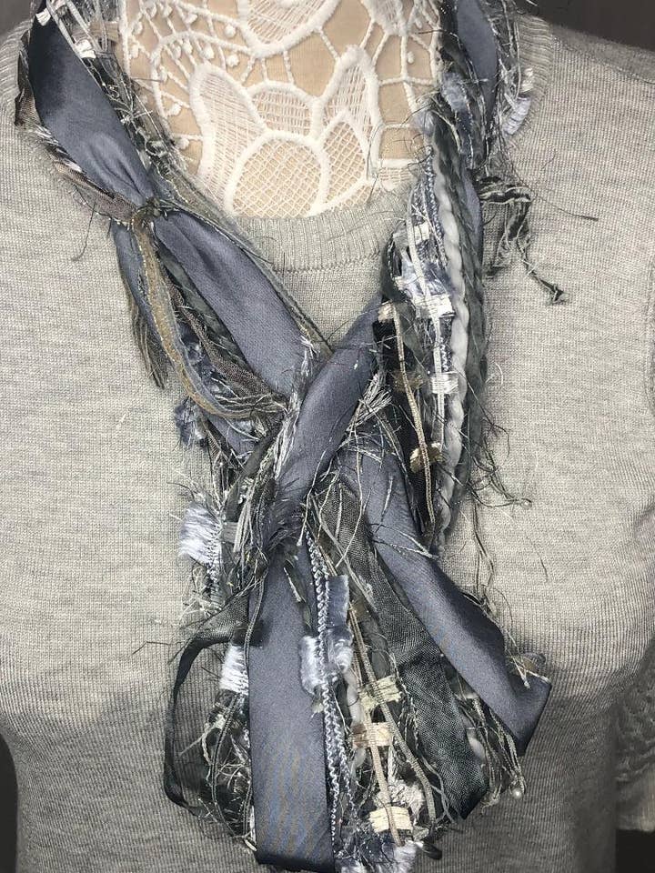 Lightweight Denim Long Style Scarf - Artisan Made for wholesale by Scarves of Westwood