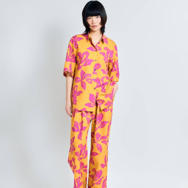 “Tropical Bliss” Oversized Hawaii Shirt - Golden Hour for wholesale by Lost Pattern NYC