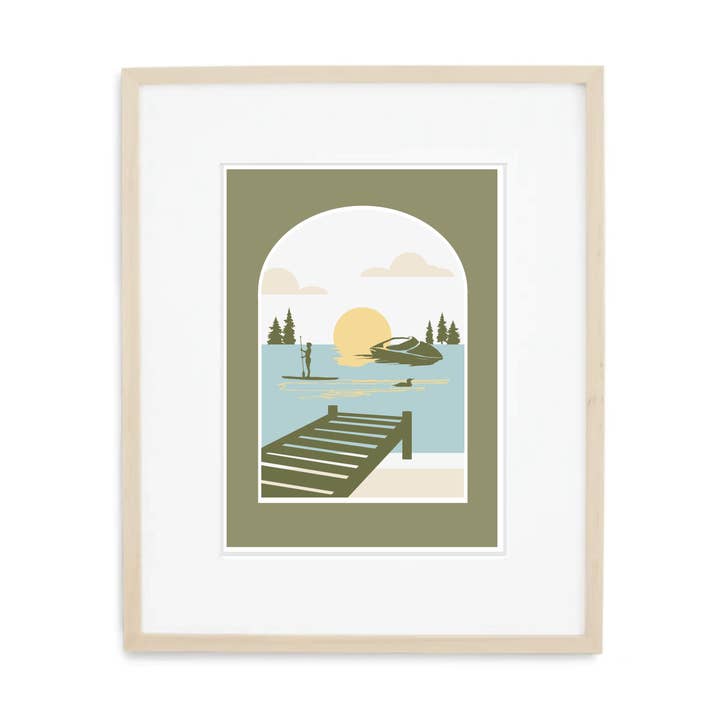 Moderne Arch Lake Scene Print for engroshandel hos Little Dorset Shop