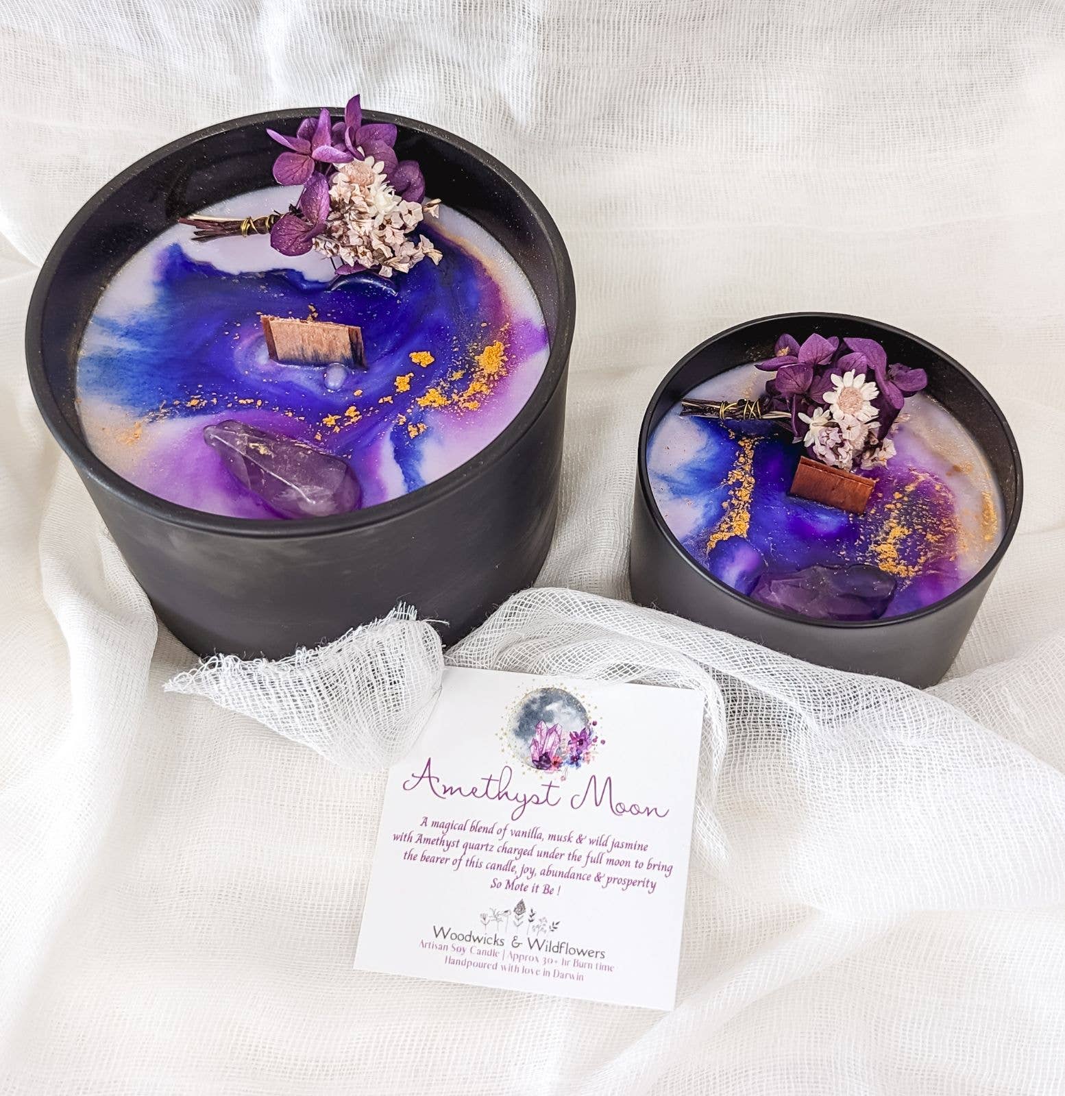 Woodwicks & Wildflowers - Wholesale Pot/gevulde kaars - Amethyst maan kaars2