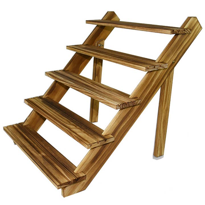 Brown Wooden 5 Steps Jewelry Display W1411 for wholesale on Faire