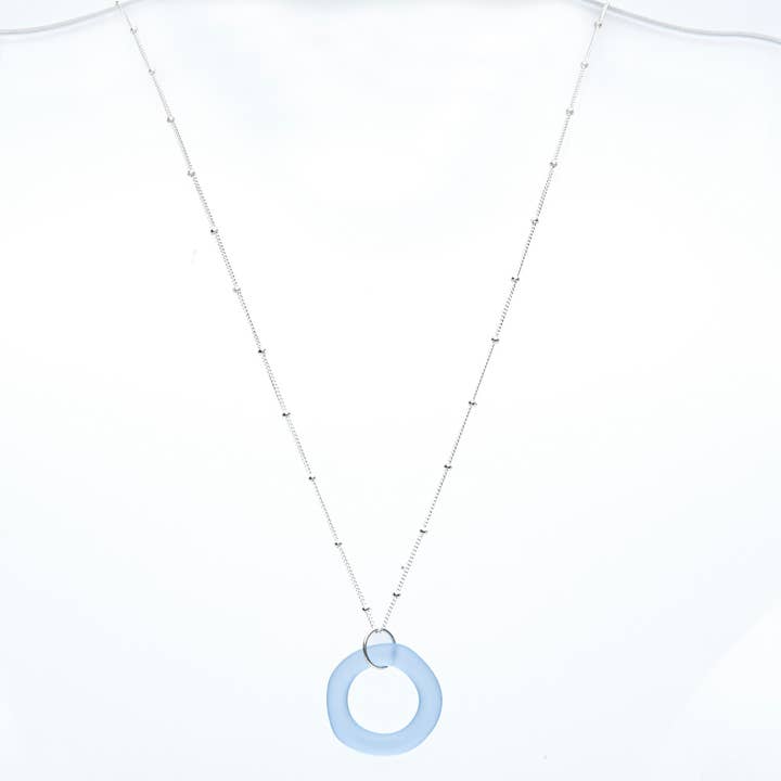 Smart Glass Recycled Jewelry - Wholesale Jewelry Set - SET OF 6 Recycled Bottle Seaglass Style Necklace on Sterling