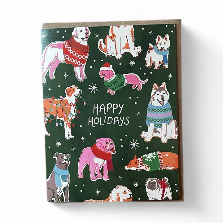 Holiday Dogs Card for wholesale by Wild Optimist