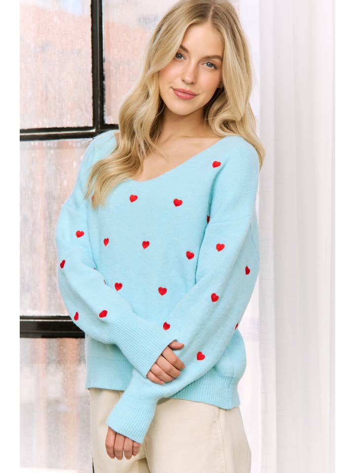 Sweet Generis - Wholesale Knit Sweater - Women's - HEART PATTERN BOXY KNIT PULLOVER SWEATER5