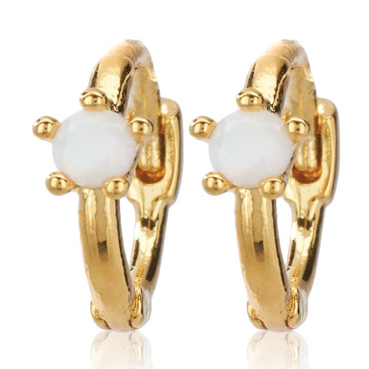 Opal Single Stone Pierre Huggies Boucles d'oreilles pour la vente par Cool and Interesting