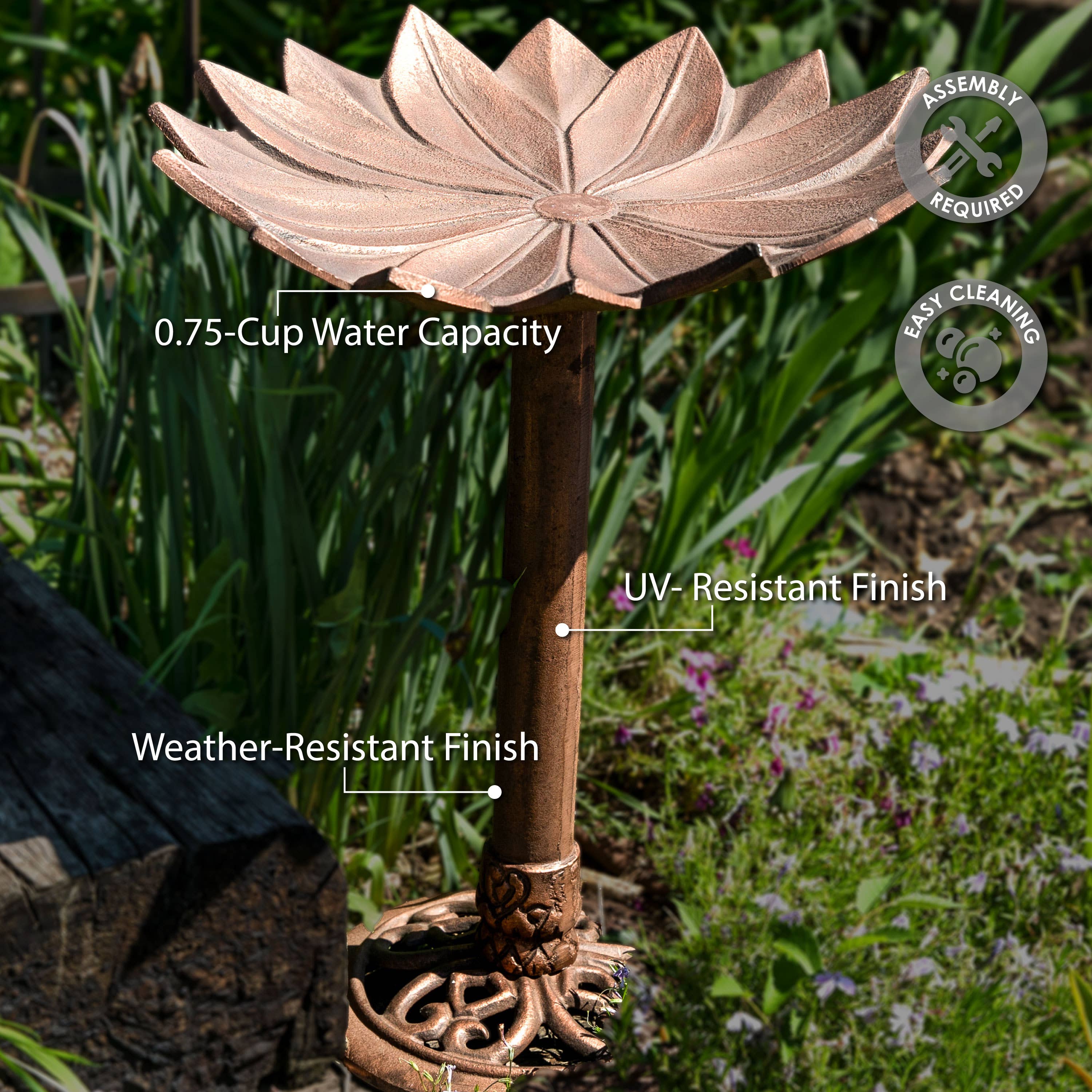 Sunnydaze Decor - Wholesale Bird Bath - Garden Lotus Metal Bird Bath - Copper Patina - 16.5-Inch2