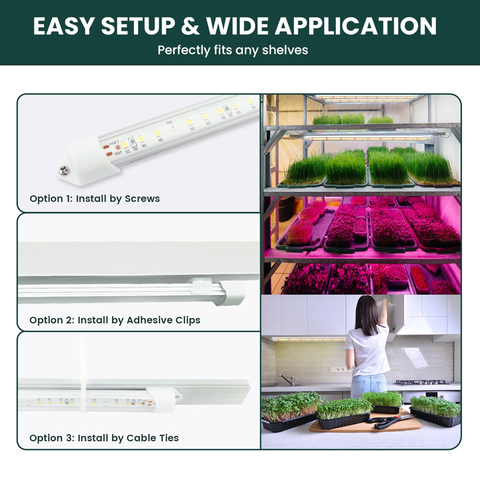 MY CITY GARDEN - Wholesale Garden Tool - POWER GROW, 2ft 4000K Full Spectrum LED Grow Lights, 2 pack 2