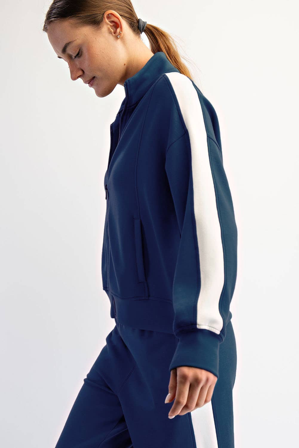 Rae Mode - Wholesale Athletic Jacket - Women's - MODAL SCUBA STRIPING ZIP UP JACKET16