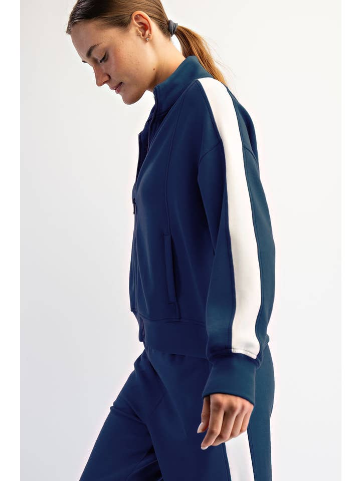 Rae Mode - Wholesale Athletic Jacket - Women's - MODAL SCUBA STRIPING ZIP UP JACKET16
