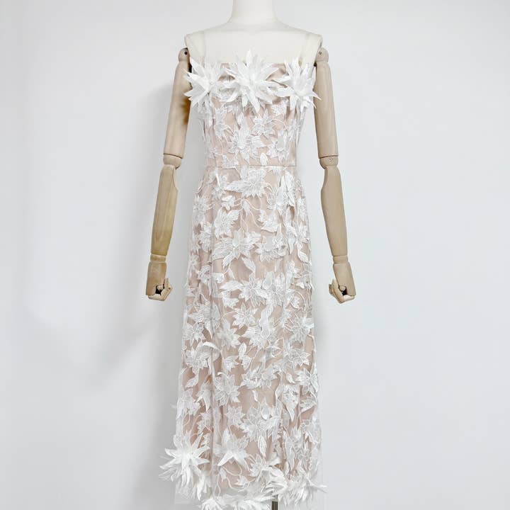 Productseeker - Vente Robe – femme - Robe d'été élégante en maille avec broderie 3D et bustier tube18