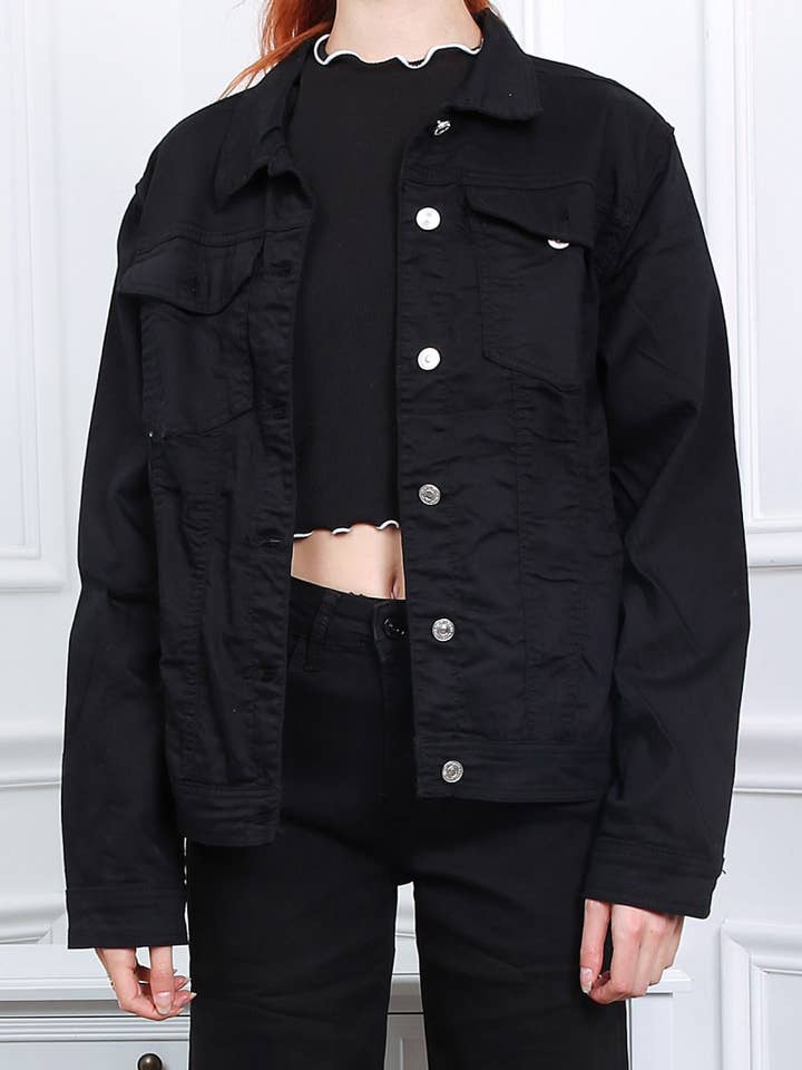 Black Wash Mega Stretch Denim Jacket for wholesale by DenimVista