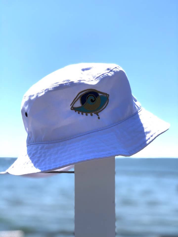 White Seanoe Bucket Hat for wholesale by SEA NO EVIL