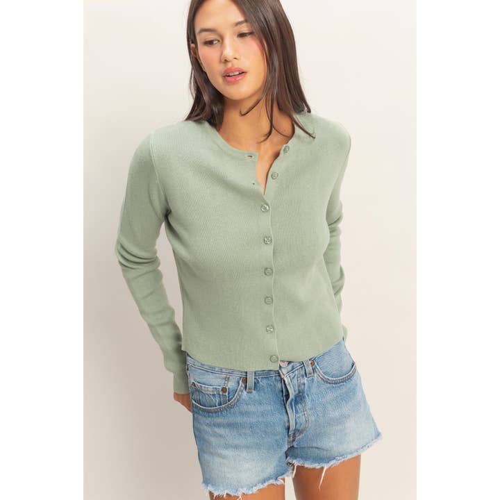 Ribbed Button-Up Cardigan for wholesale by Double Zero