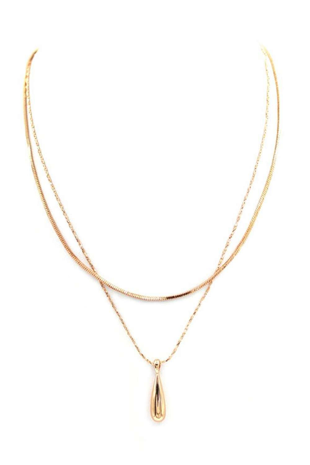 Gold Doubled Layer Teardrop Pendant Necklace for wholesale on Faire0