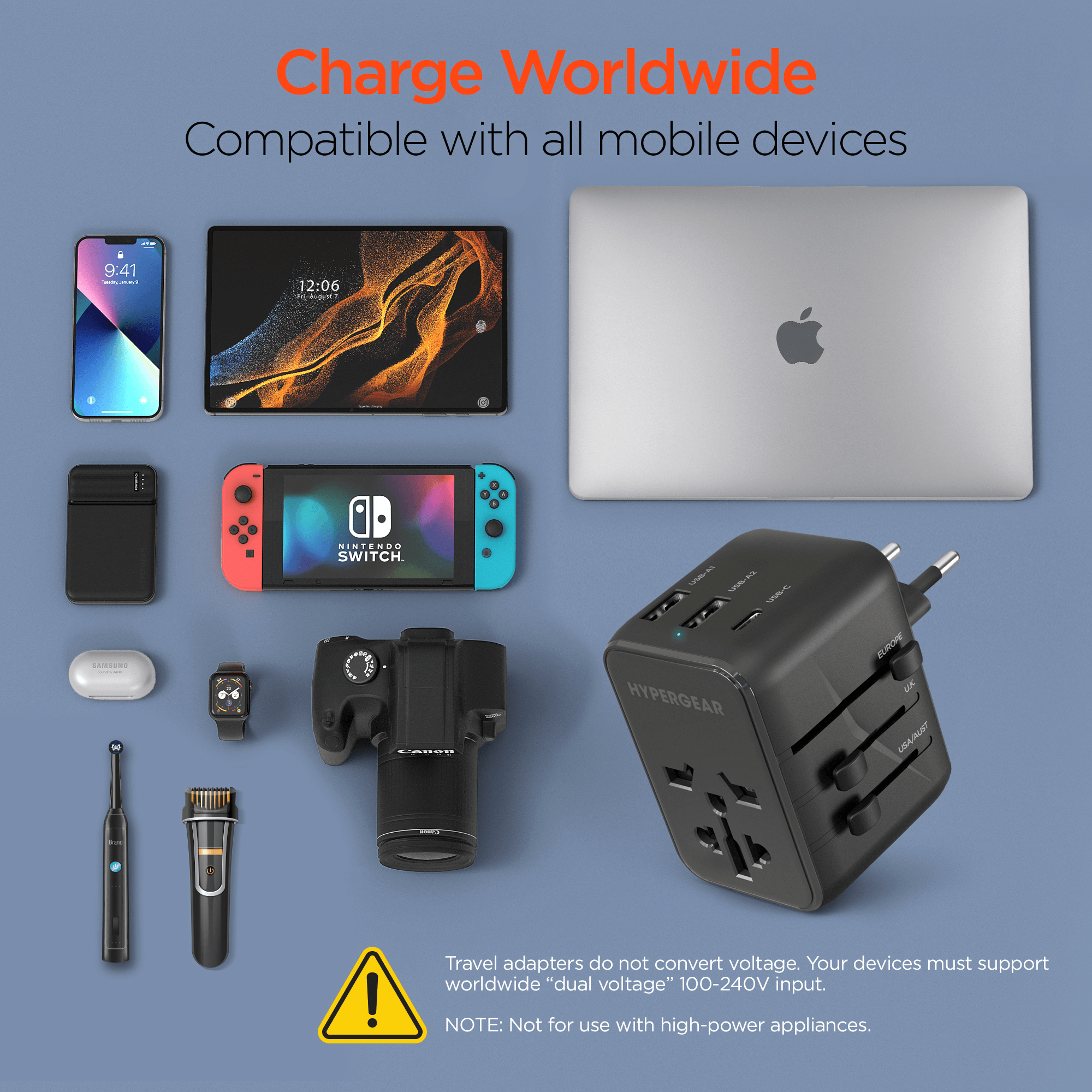 JupiterGear Home – wholesale Strömadapter – HyperGear WorldCharge Universell Reseadapter med USB-C6