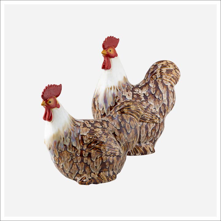 Dru Rooster Figurines -Set 2 for wholesale by Kavana Decor by The Import Collection