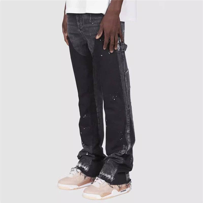 FurDecoration – calças de ganga - Homem por atacado – Calças jeans flare masculinas com patches adesivos1