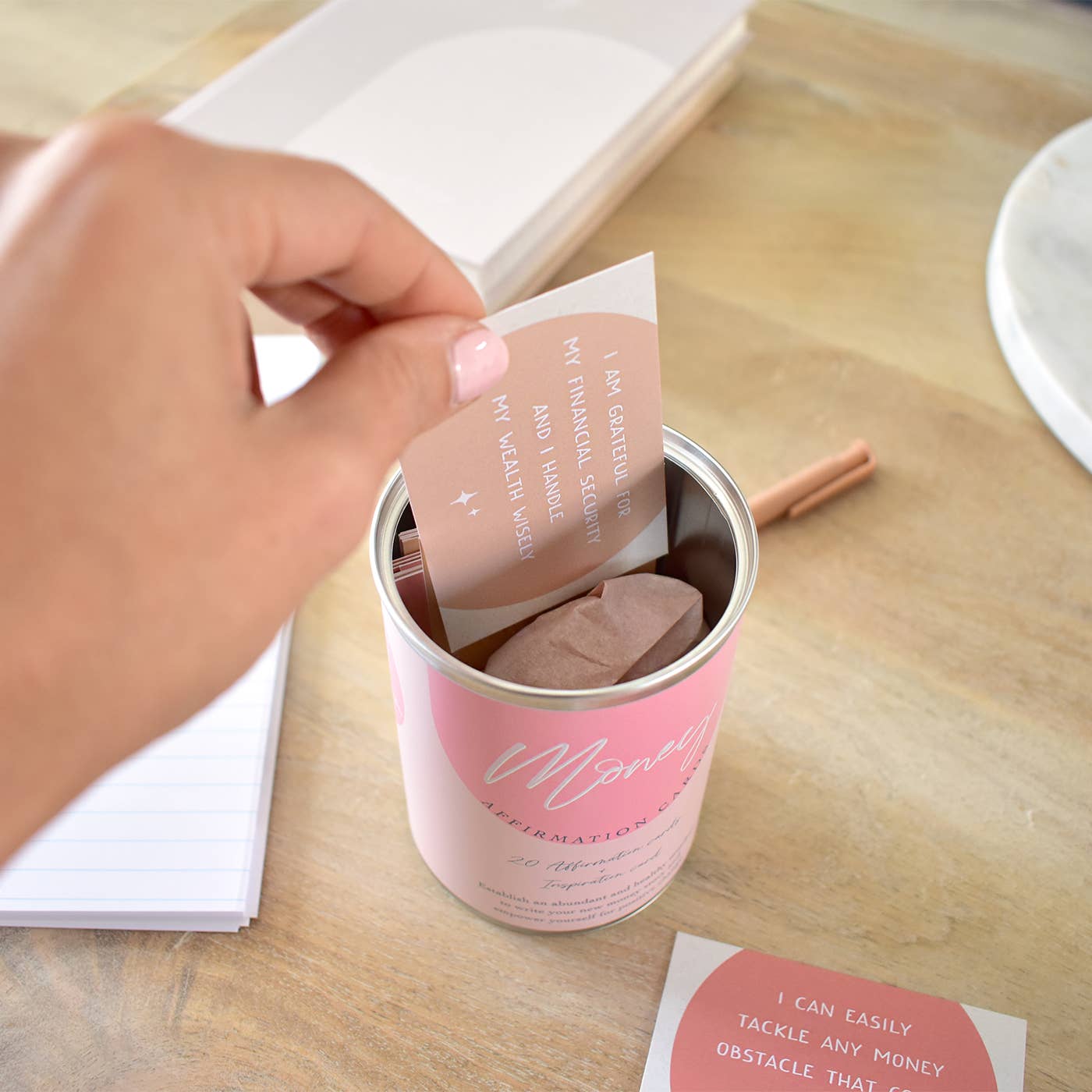 Três Paper Co - Wholesale Stationery/Notecard Set - Money Affirmation Cards Tin7