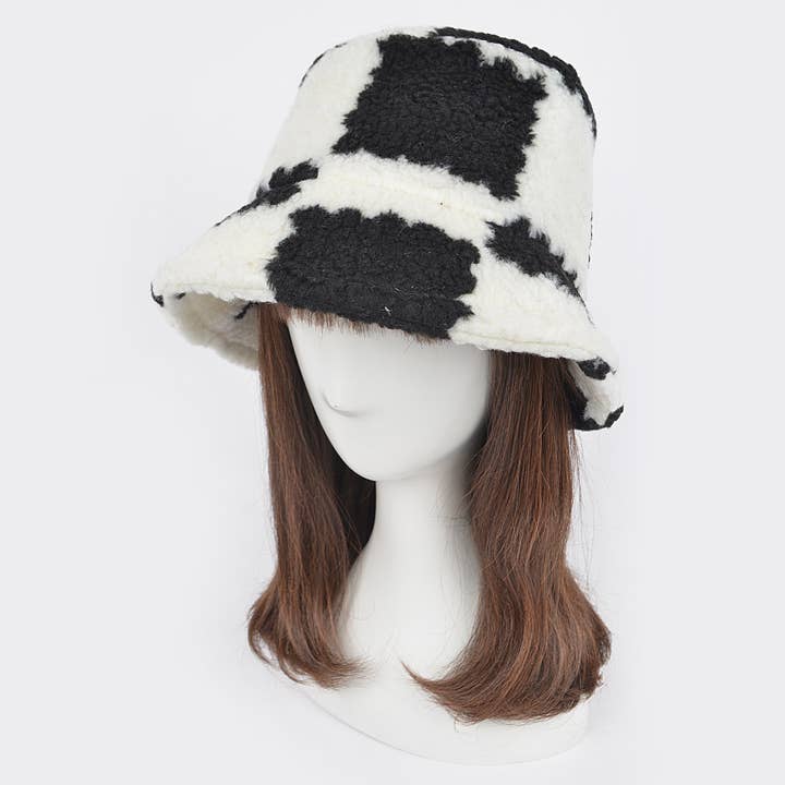 Faux Fur Printed Bucket Hat for wholesale by 3AM BY H&D ACCESSORIES