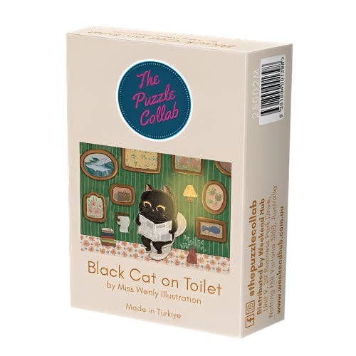 The Puzzle Collab Black Cat on The Toilet 99 Piece Micro Puzzle for wholesale by The Weekend Hub