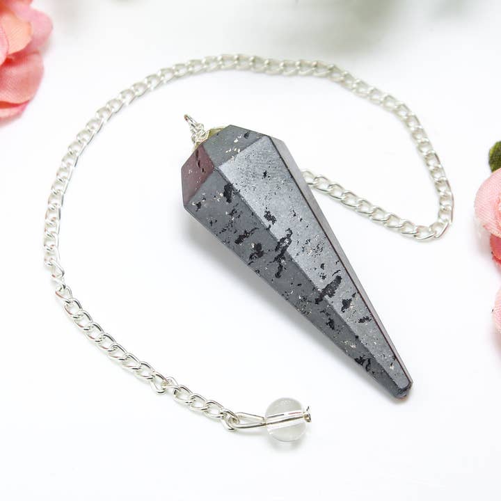 Hematite Gemstone Pendulum Silver Color Chain for wholesale by Quasar Gems USA