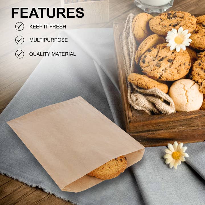 MT Products - Wholesale Food Storage Wrap/Bag - MT Products Brown Paper Cookie Bags - 6.5" x 8”