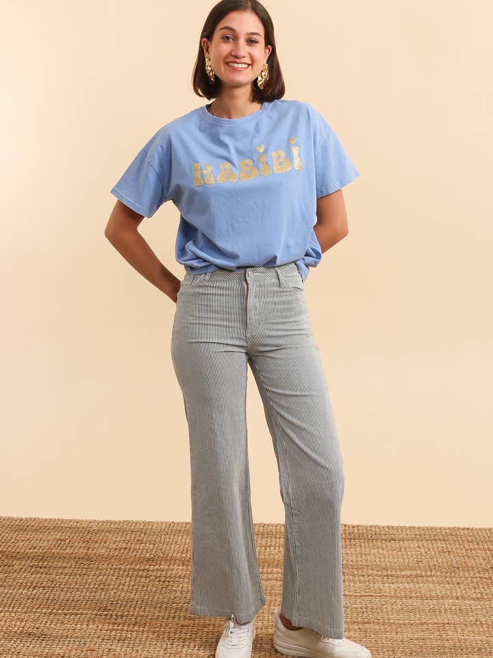 INSPIRATION STUDIO - Wholesale T-Shirt - Women's - Faded Effect Screen-Printed "Habibi" T-Shirt - REF 9016712