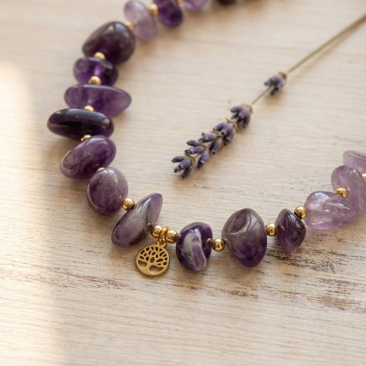 Boho Amethyst Necklace for wholesale by Verna Artisan Works