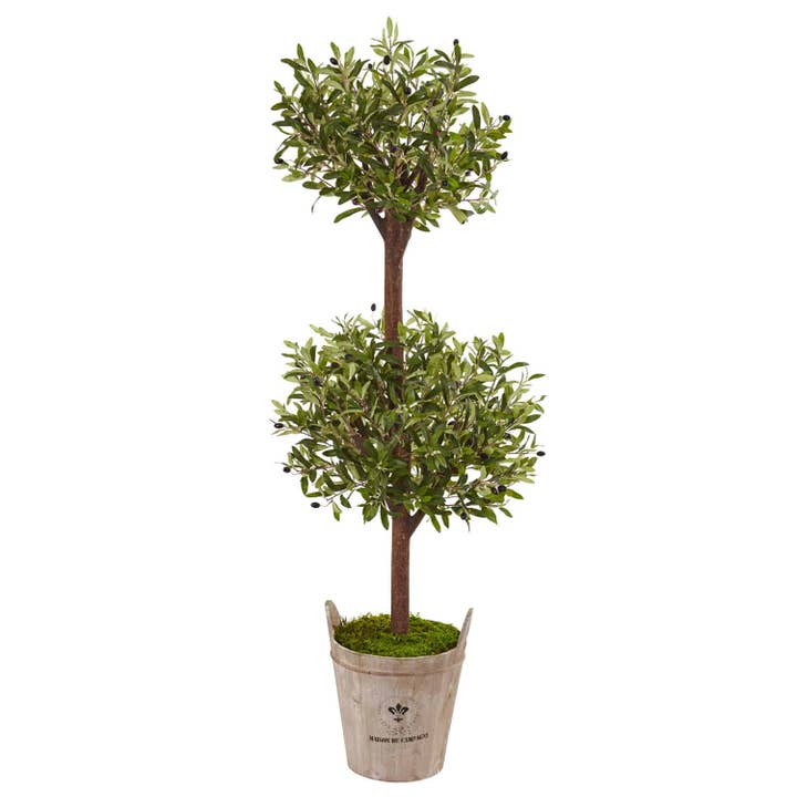 5’ Olive Tree in Farmhouse Planter for wholesale by Silk Flower Depot