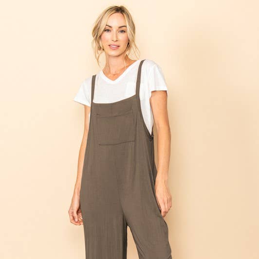 Elloh Collection - Wholesale Jumpsuit - Women's - Casual Comfy Wide Leg Overall Jumper w Bib and Side Pockets12