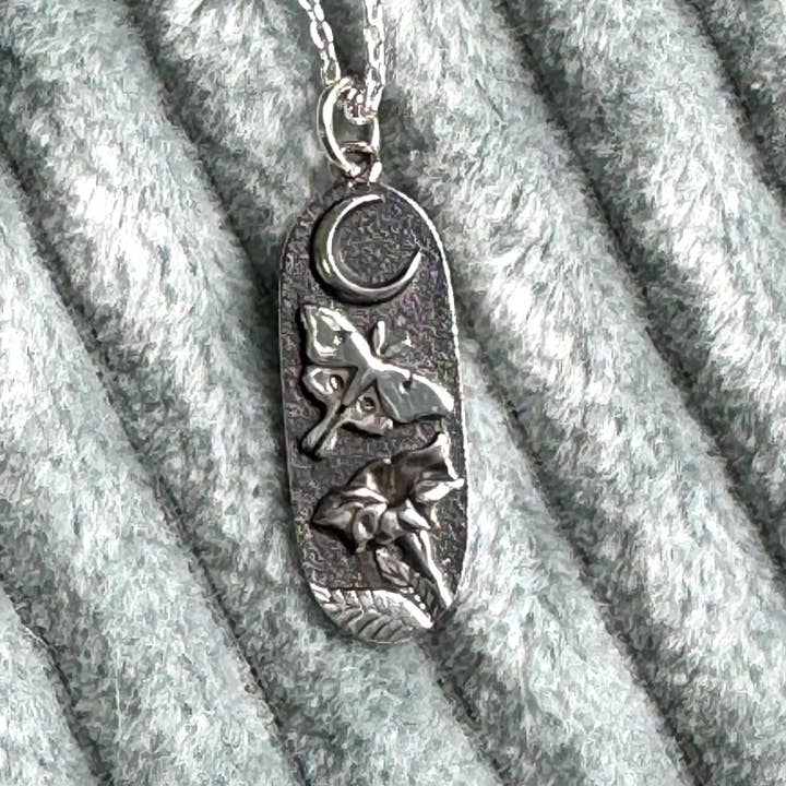 Sterling Silver Luna Moth and Moonflower Charm for wholesale by Elizabeth Jewelry