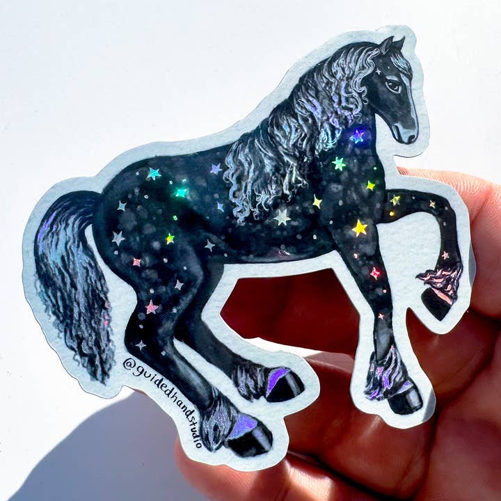 Sticker cheval holographique pour la vente par Guided Hand Studio
