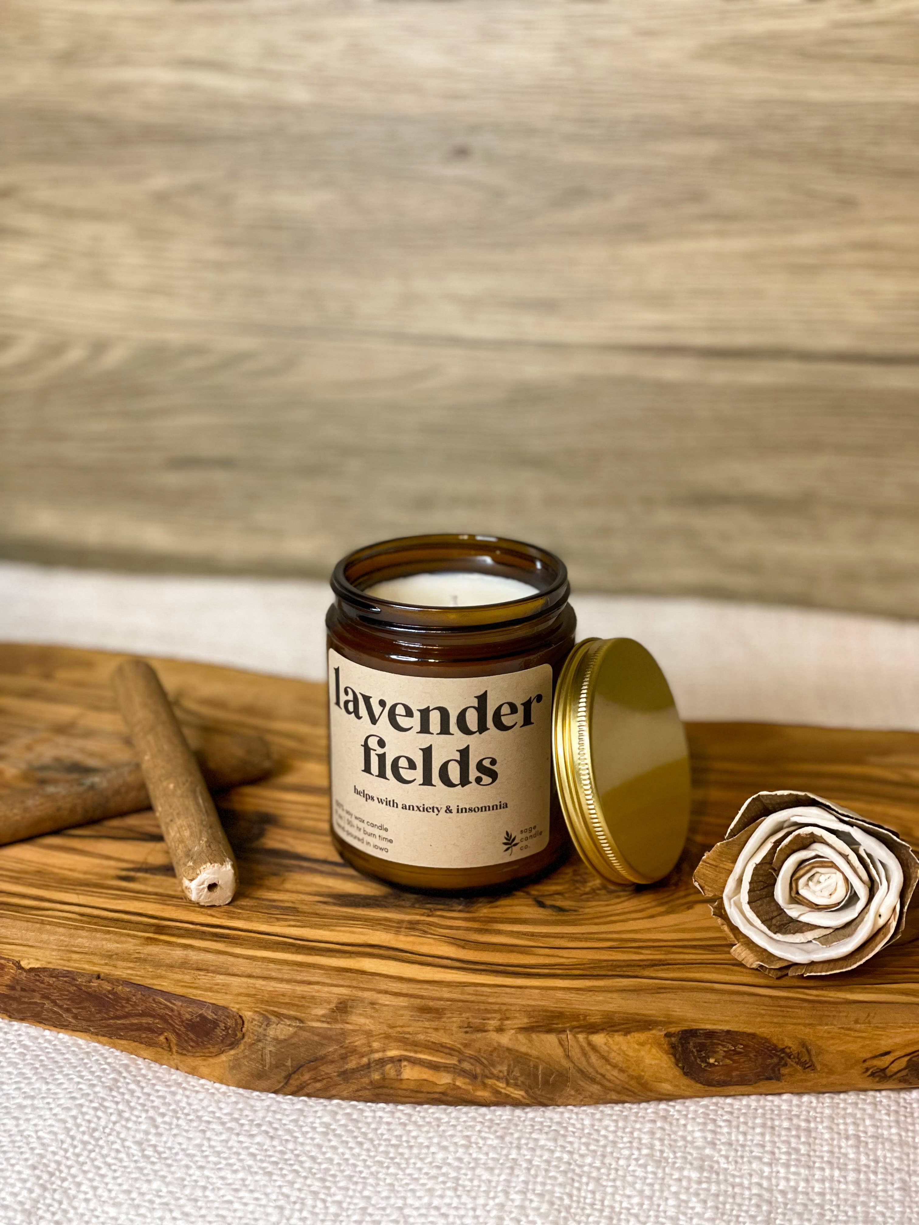 Sage Candle Co. - Vente Bougie en bocal - Lavender Fields - Bougie d'aromathérapie 100 % cire de soja5