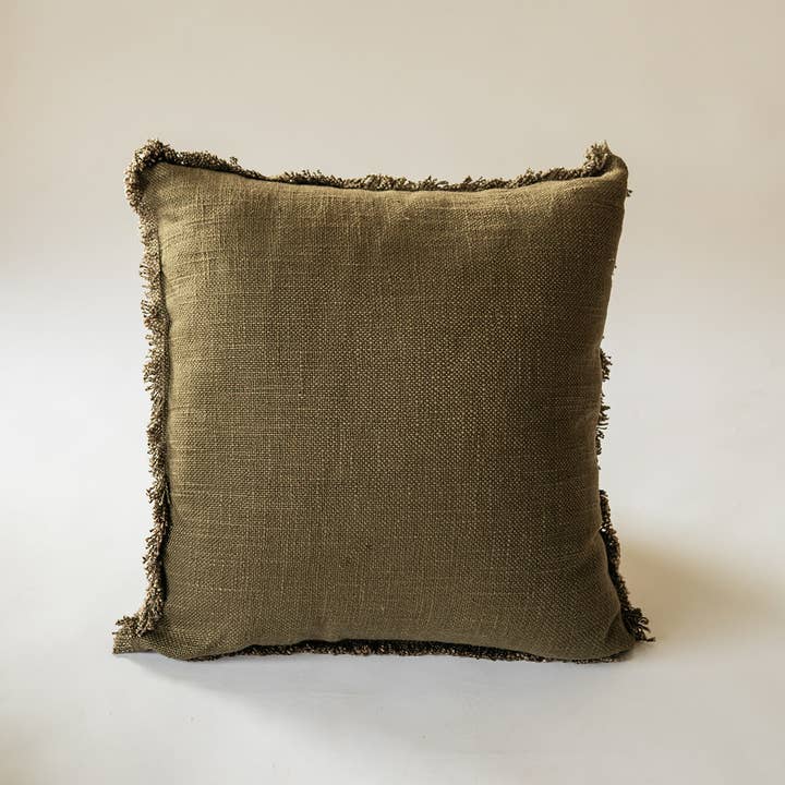 Co.House Designs - Wholesale Throw/Decorative Pillow - Luxe Linen Fringe Edge Square Throw Pillow