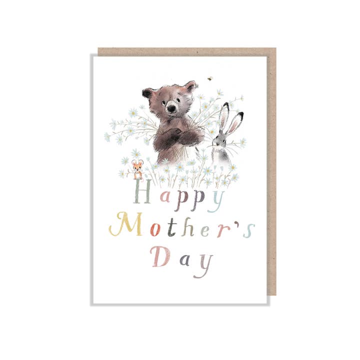 Paper Shed Design Ltd – wholesale Mother’s Day card – happy Mothers day, Bear Hare And Mouse With Daisies