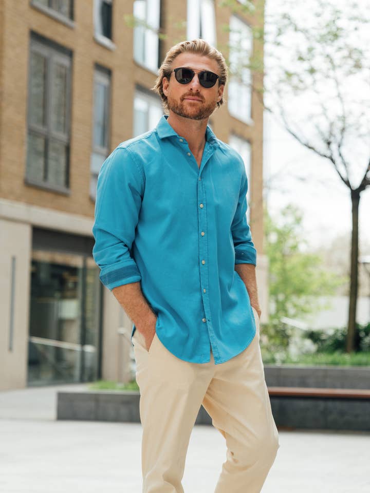 KOY CLOTHING - Venta al por mayor Camisa con botones - Hombre - Camisa Kabisa Kikoy azul