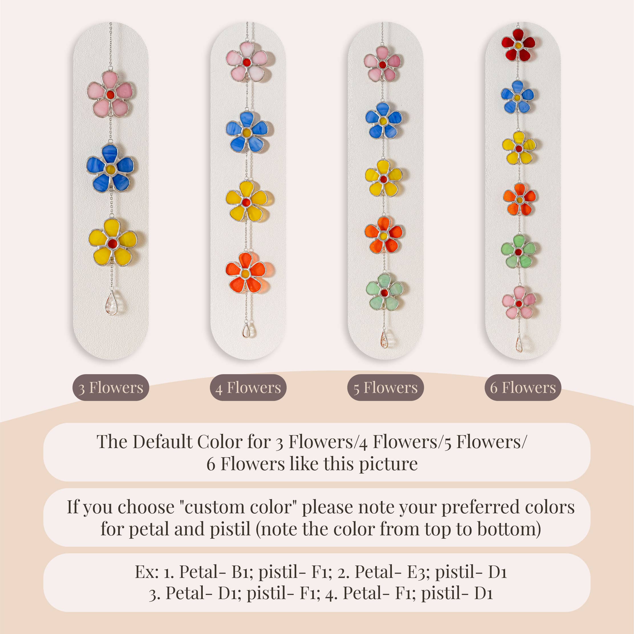 MondoBellissimo - Vendita all'ingrosso Bandierine/Ghirlande - Ghirlanda di Fiori in Vetro Colorato per Decorazione di Finestre F951