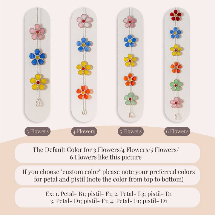 MondoBellissimo - Vendita all'ingrosso Bandierine/Ghirlande - Ghirlanda di Fiori in Vetro Colorato per Decorazione di Finestre F951