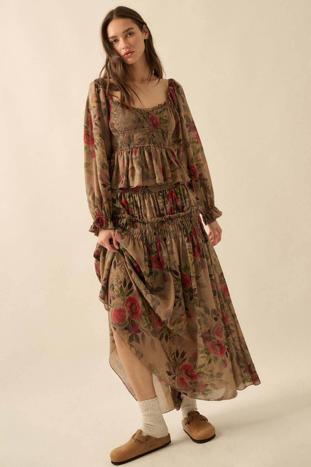 Promesa USA - Wholesale Blouse - Women's - Floral-Print Smocked Sweetheart Peplum Peasant Top15