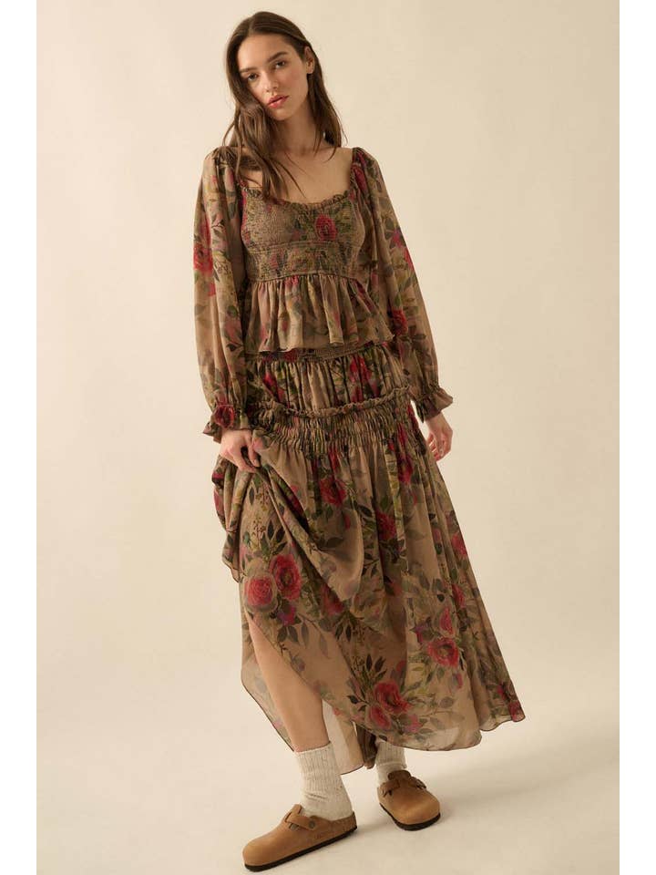 Promesa USA - Wholesale Blouse - Women's - Floral-Print Smocked Sweetheart Peplum Peasant Top15