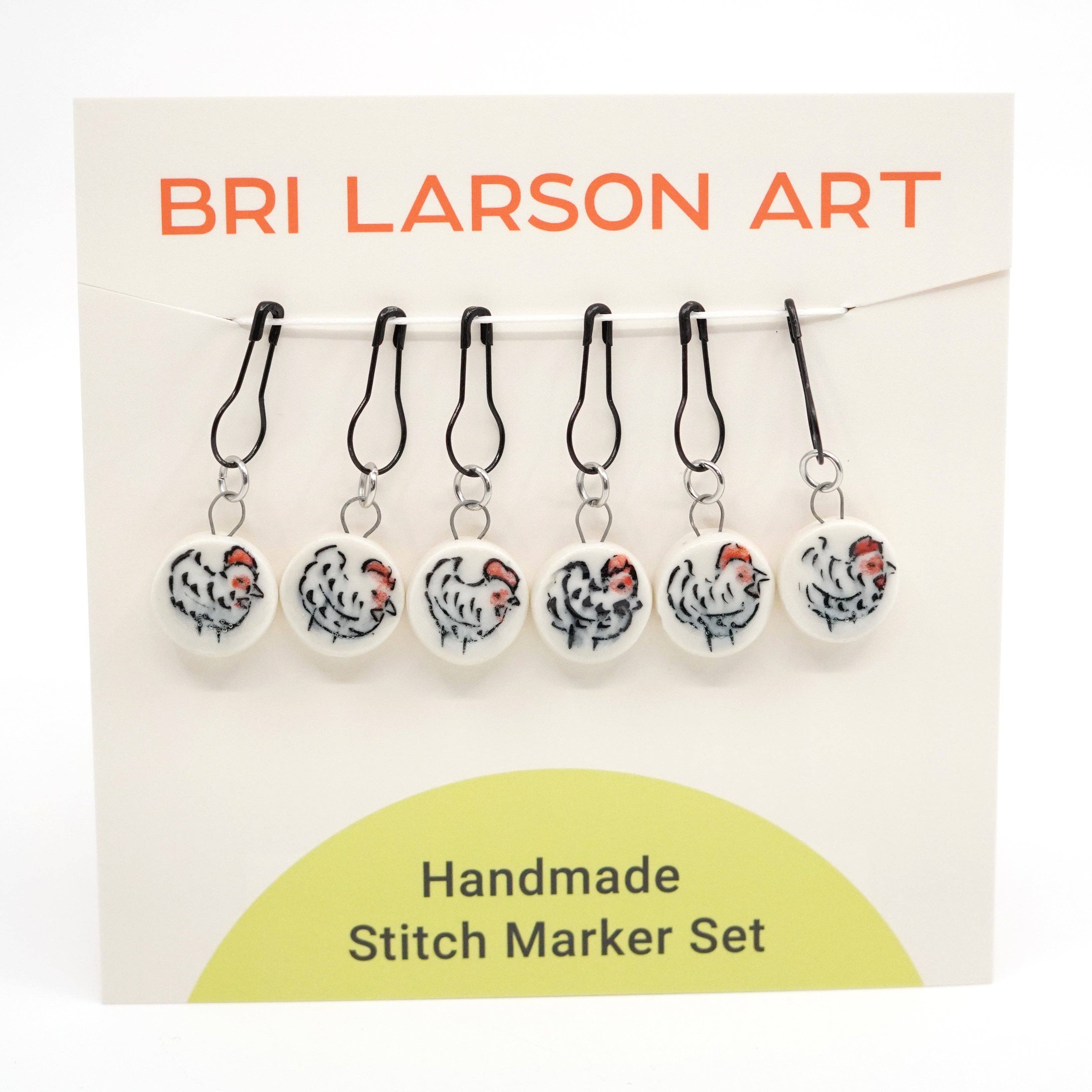 Bri Larson Art - Wholesale Knitting/Crochet Supplies - Chicken Stitch Marker Set - Pin Version1
