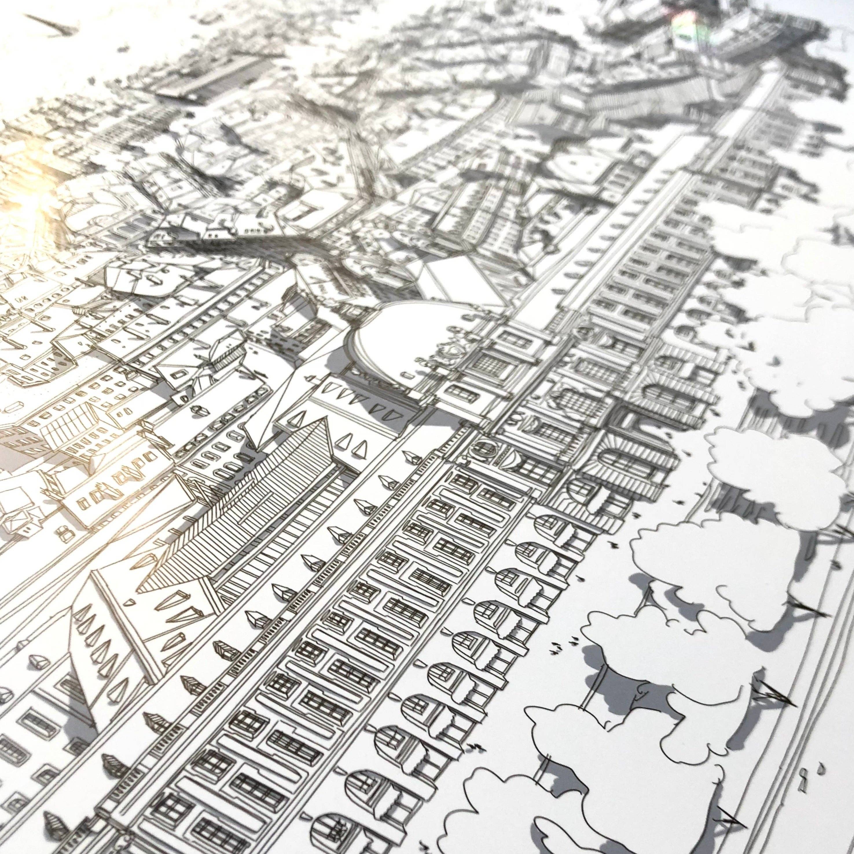 EMILIE ETTORI ILLUSTRATION - Wholesale Art Print - Panoramic view of Lyon Hotel Dieu9