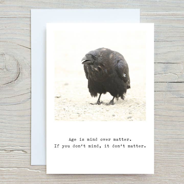 Birthday card with raven and funny message. Green Line for wholesale by Elster Photography/Big Picture Greetings