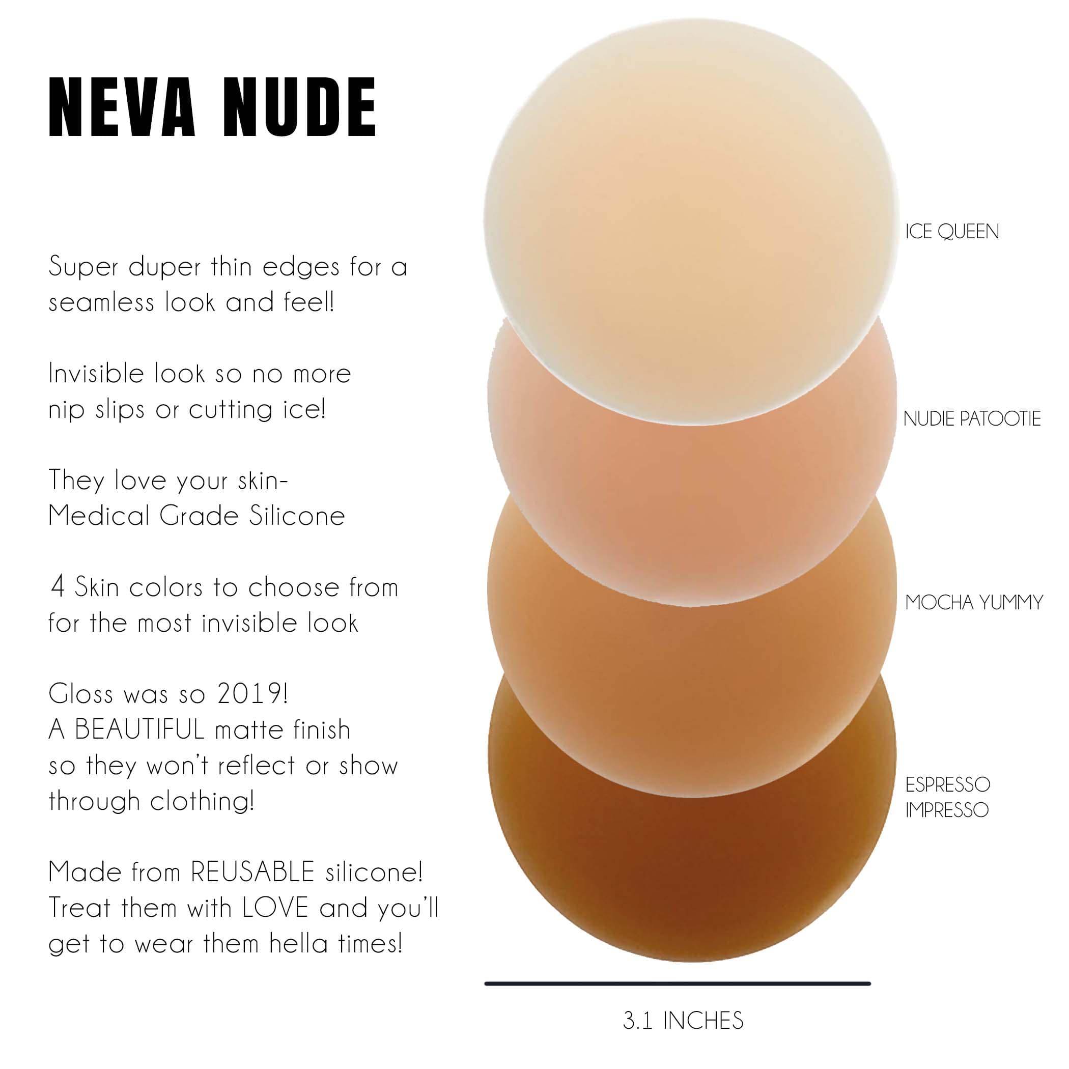 Nudie Patootie Nude Skin INVISIBLE REUSABLE Silicone Nipple Cover Pasties for wholesale on Faire3