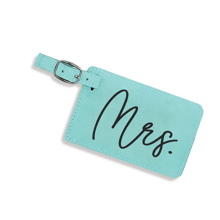 Mrs. Teal Leatherette Luggage Tag for wholesale by Viv&Lou