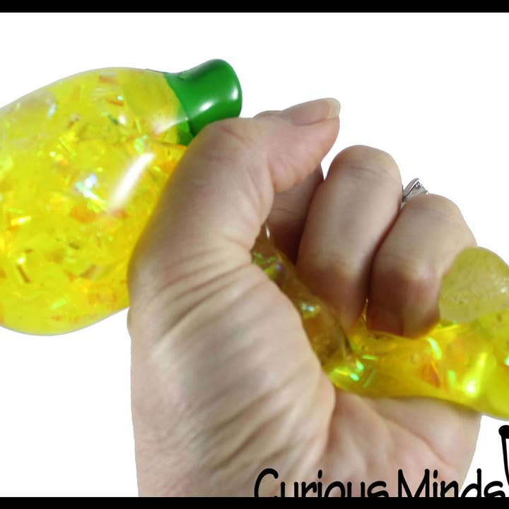 Curious Minds Toys - Wholesale Squishy Toy - Kids & Baby - 1 Banana Water and Sparkle Filled Squeeze Stress Ball  -  S