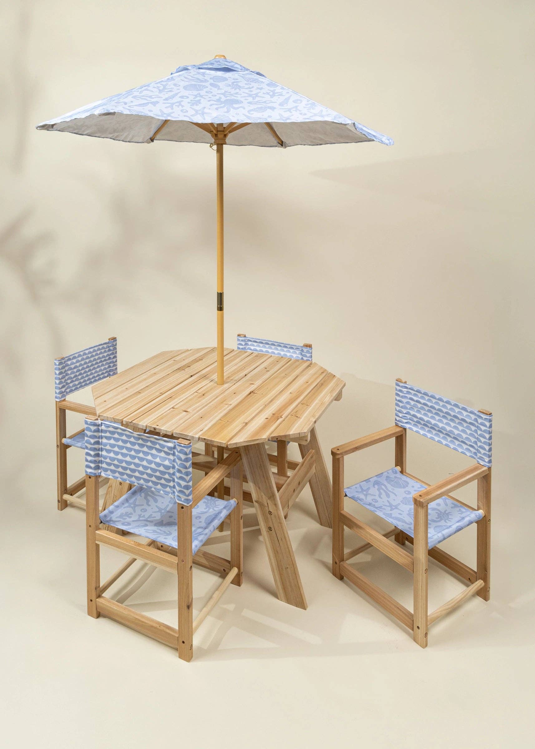 Coco Village - Wholesale Patio Set - Kids’ Patio Set 4 Chairs and Parasol–Under the Sea1