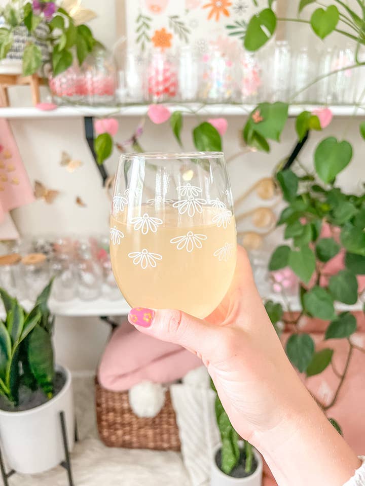 Half Daisy Wine Glass for wholesale by Hart and Flora Shop