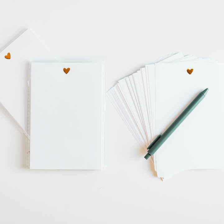 Giften Market - Wholesale Notepad - Tall Heart Sticky Note Pad - Gold Foil Design - Office Chic